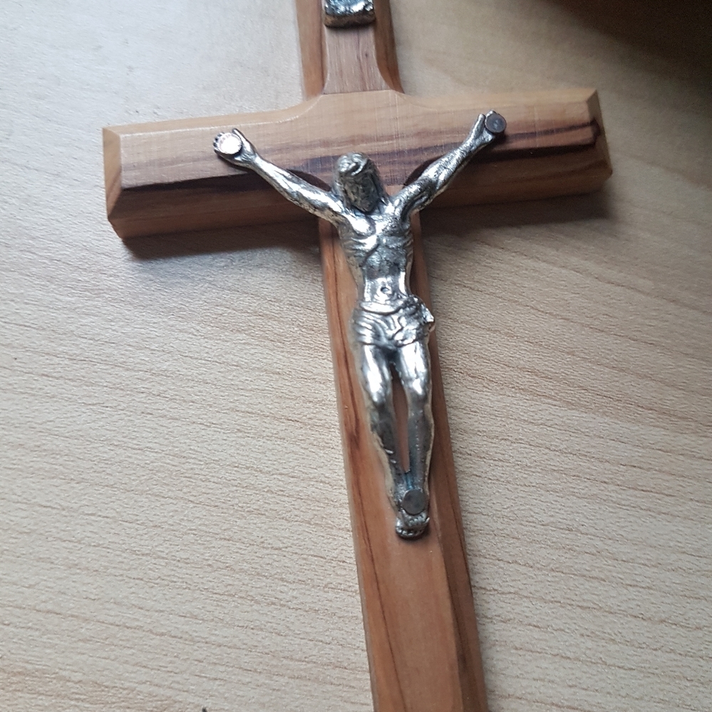 Vintage wooden cross with the crucifix